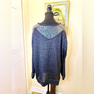 โ
NY Collection sequin knit sweater dark flecked grey black rust thread & silver๐งถ